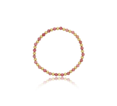 Dee Berkley Alternating 4mm Rhodonite & Gold Filled Bead Bracelet