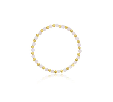 Dee Berkley Alternating 4mm Rose Quartz & Gold Filled Bead Bracelet