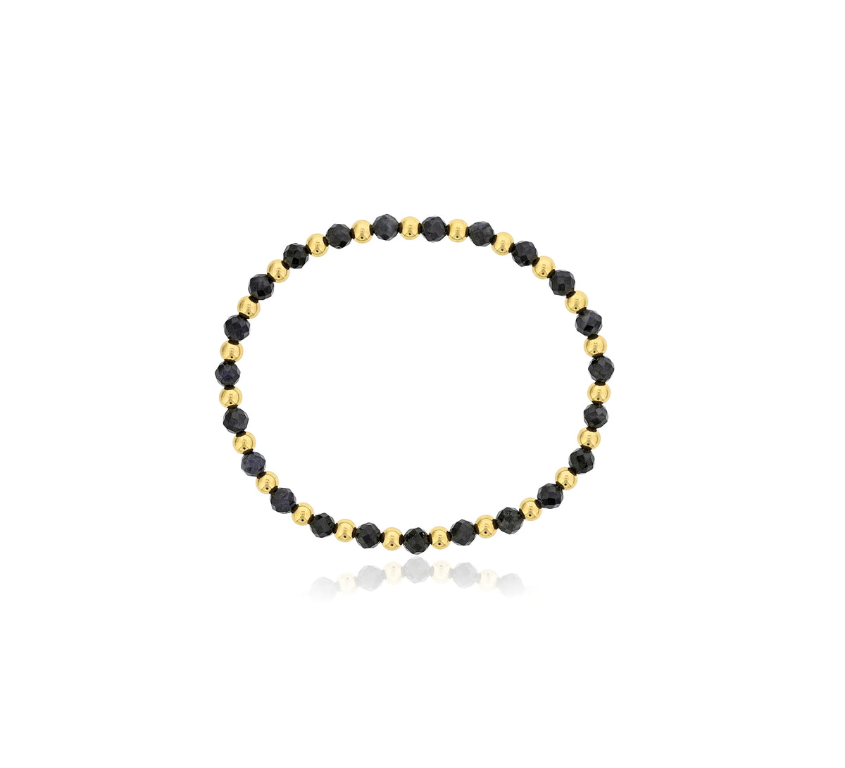 Dee Berkley Alternating 4mm Sapphire & Gold Filled Bead Bracelet