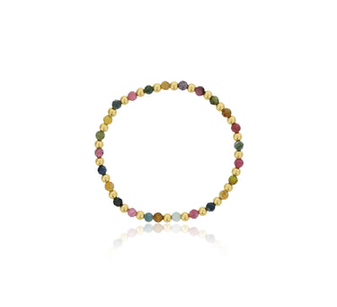 Dee Berkley Alternating 4mm Tourmaline & Gold Filled Bead Bracelet