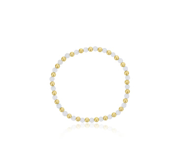 Dee Berkley Alternating 4mm White Topaz & Gold Filled Bead Bracelet