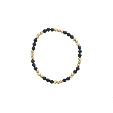 Dee Berkley 3x3 4mm Black Agate & 4mm Gold Filled Bead Bracelet