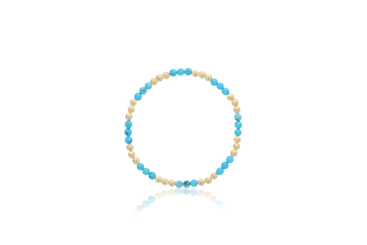 Dee Berkley 3x3 4mm Blue Howlite & 4mm Gold Filled Bead Bracelet