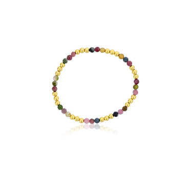 Dee Berkley 3x3 4mm Tourmaline & 4mm Gold Filled Bead Bracelet