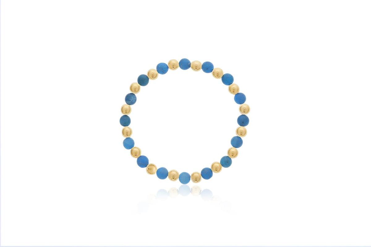 Dee Berkley Alternating 6mm Gold Filled Bead & 6mm Apatite Bracelet