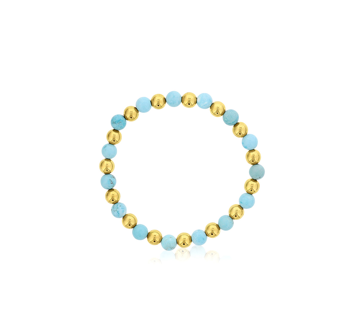Dee Berkley Alternating 6mm Gold Filled Bead & 6mm Blue Howlite Bracelet
