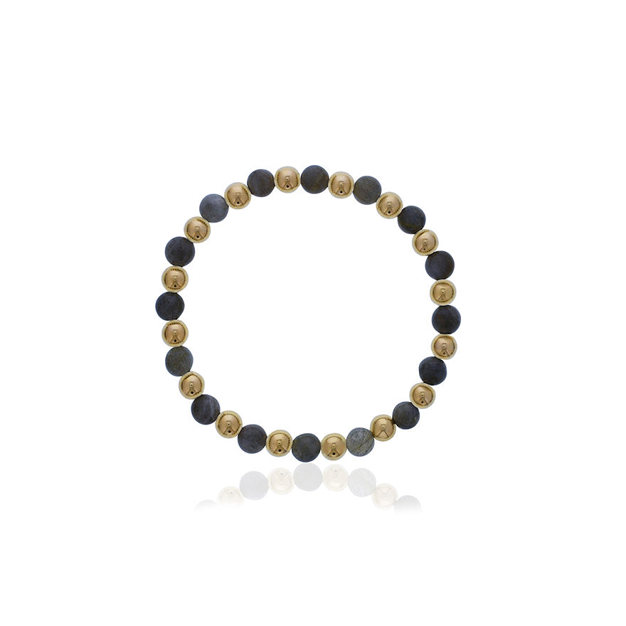 Dee Berkley Alternating 6mm Gold Filled Bead & 6mm Labradorite Bracelet