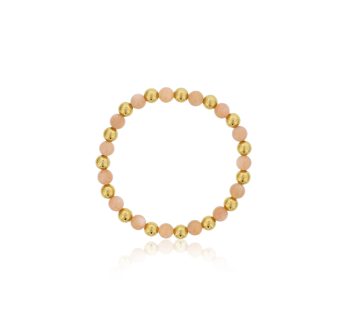 Dee Berkley Alternating 6mm Gold Filled Bead & 6mm Pink Moonstone Bracelet