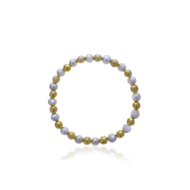 Dee Berkley Alternating 6mm Gold Filled Bead & 6mm Pearl Bracelet