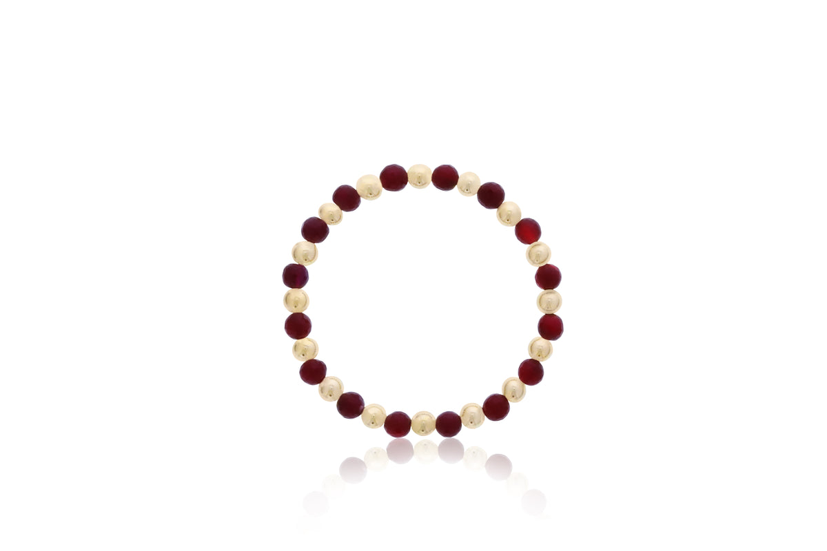 Dee Berkley Alternating 6mm Gold Filled Bead & 6mm Ruby Bracelet