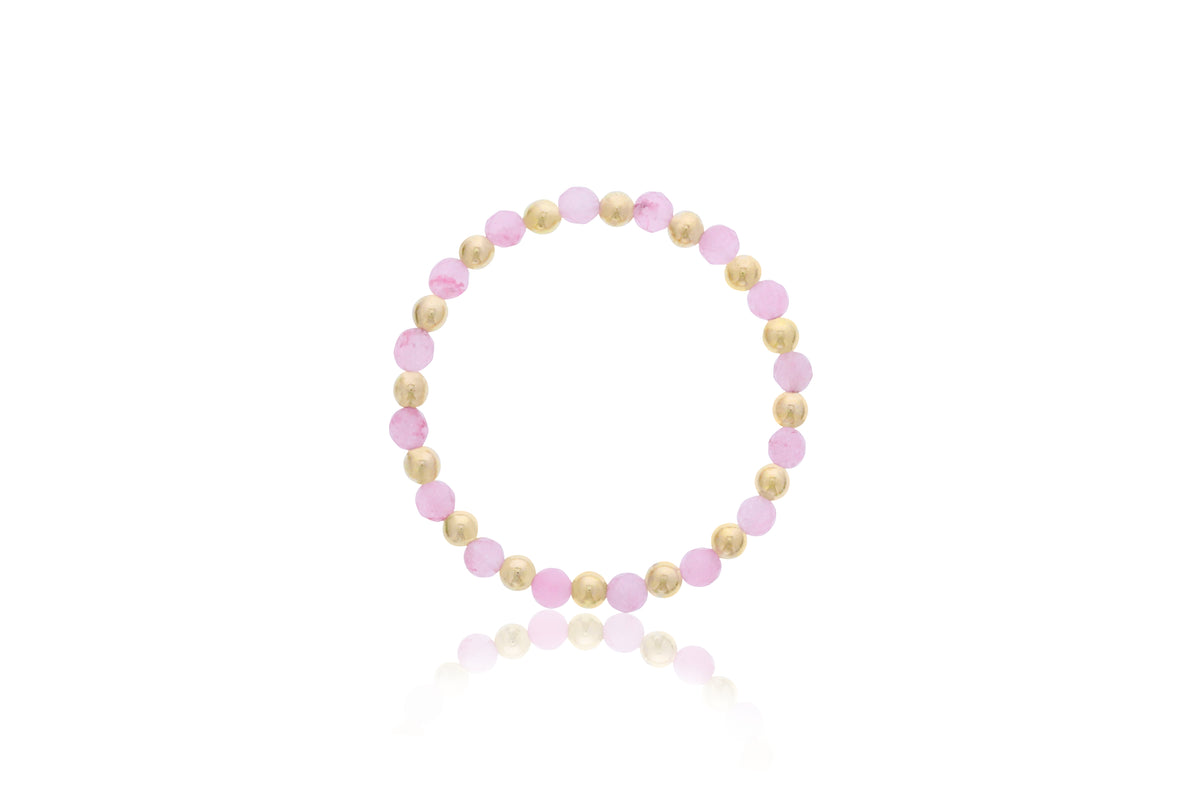 Dee Berkley Alternating 6mm Gold Filled Bead & 6mm Rose Quartz Bracelet