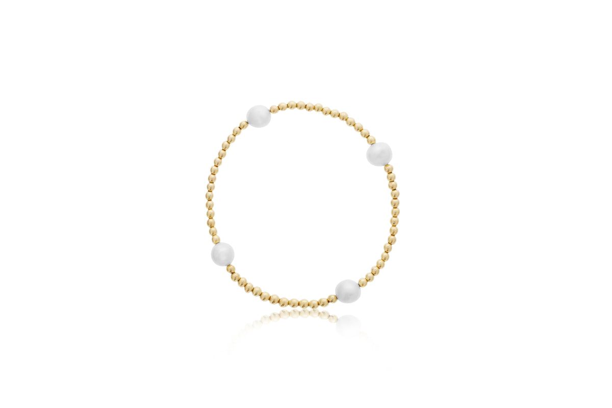 Dee Berkley 3mm Gold Filled Bead & 6mm Pearl Bracelet
