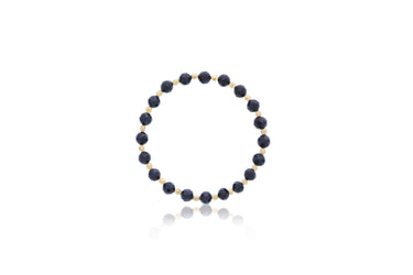 Dee Berkley 1x1 6mm Faceted Black Agate & 3mm Gold Filled Beaded Bracelet