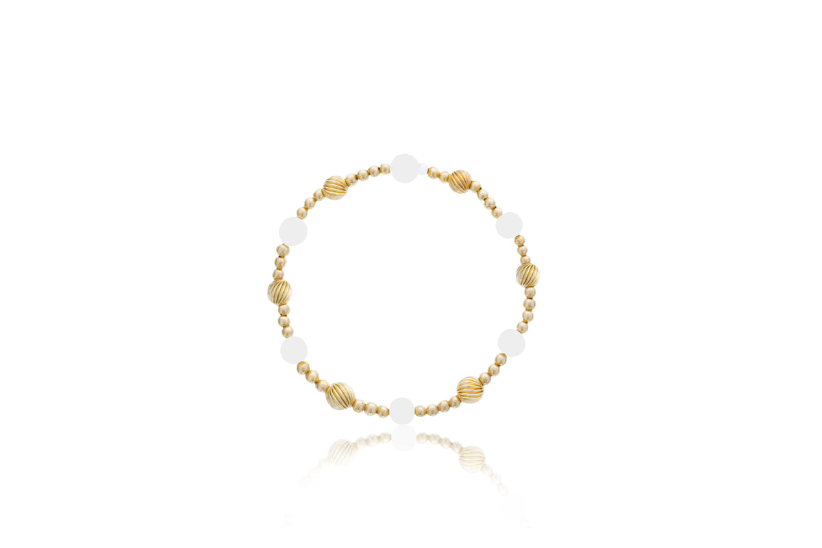 Dee Berkley 3mm Gold Filled Bead & 6mm Gold Filled Twist Bead and Pearl Bracelet