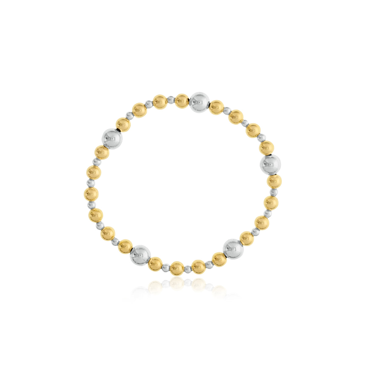 Dee Berkley Alternating 3 & 7mm Sterling Silver & 5mm Gold Filled Beaded Bracelet