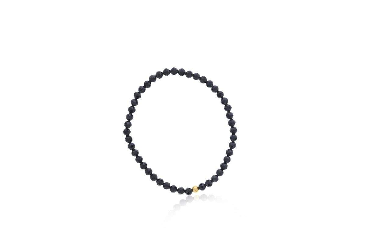 Dee Berkley 4mm Faceted Black Agate Bracelet