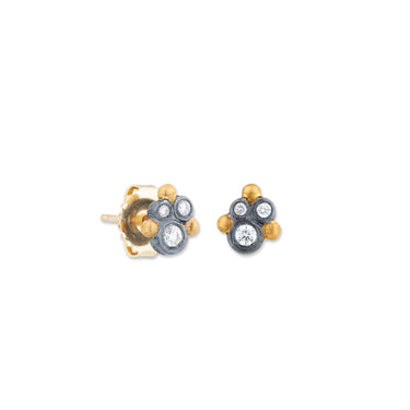 Lika Behar Oxidized Sterling Silver & 24Kt Gold "Dylan" Small Stud Earrings