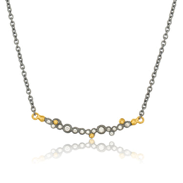 Lika Behar 24Kt Gold & Oxidized Sterling Silver "Dylan" Diamond Bar Necklace