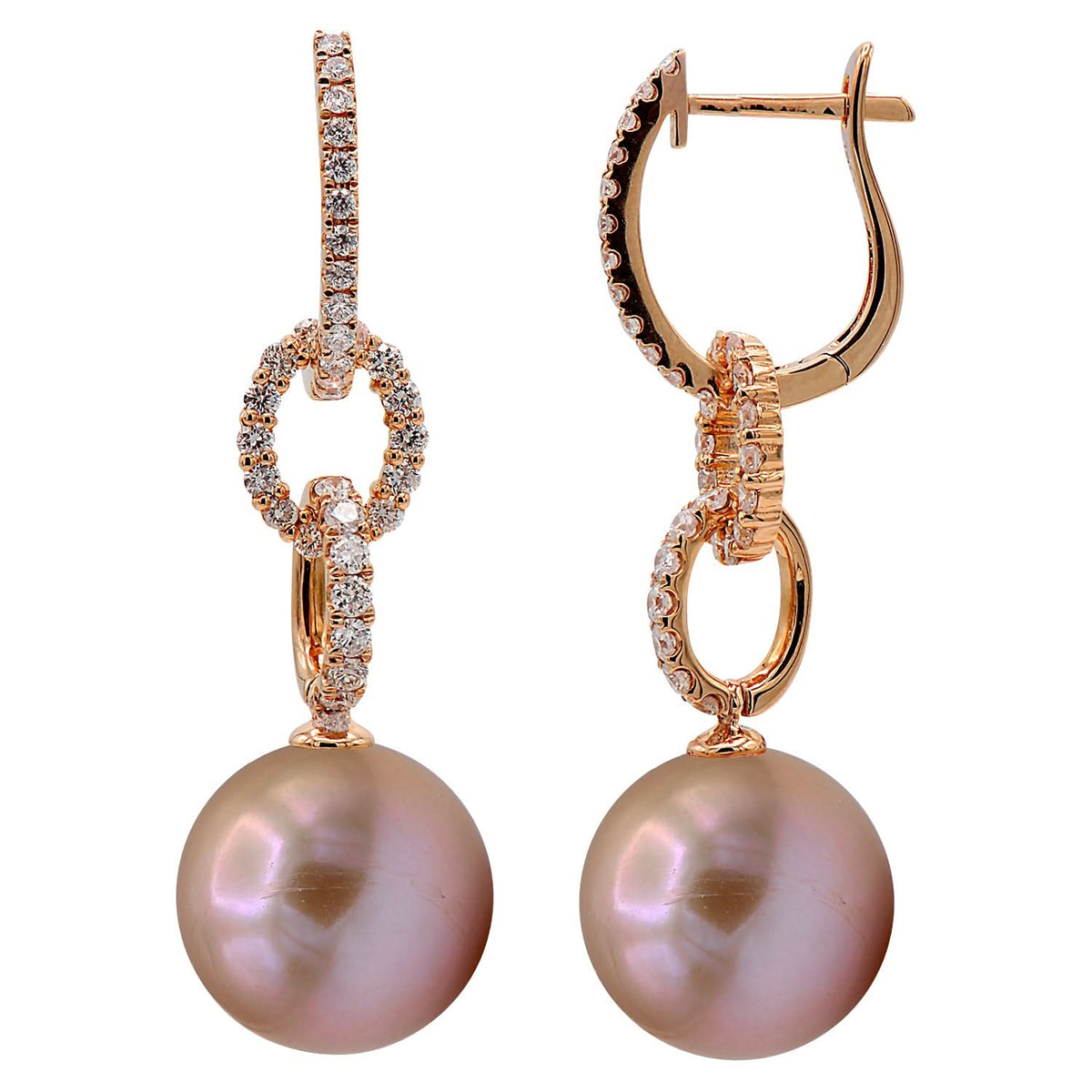 Rose Gold and Pink Pearl Earrings