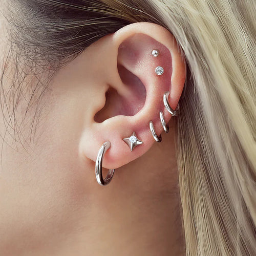 Ania Haie Sterling Silver Tube Small Huggie Hoop Earrings