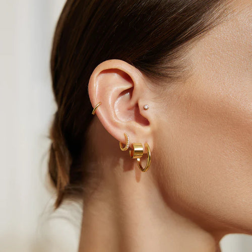 Ania Haie 14Kt Gold Overlay Tube Medium Hoop Earrings