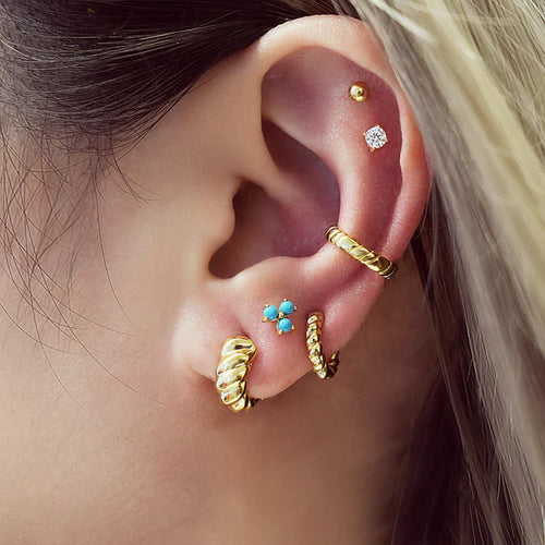 Ania Haie 14Kt Gold Overlay Bold Texture Small Huggie Hoop Earrings