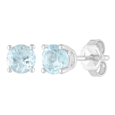 14Kt White Gold 5mm Aquamarine Stud Earrings