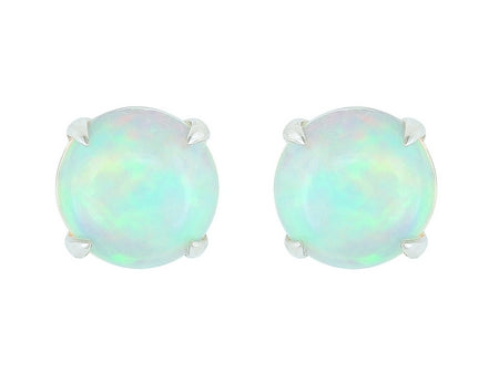 14Kt White Gold Opal Stud Earrings