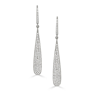 14Kt White Gold Diamond Pave Dangle Earrings