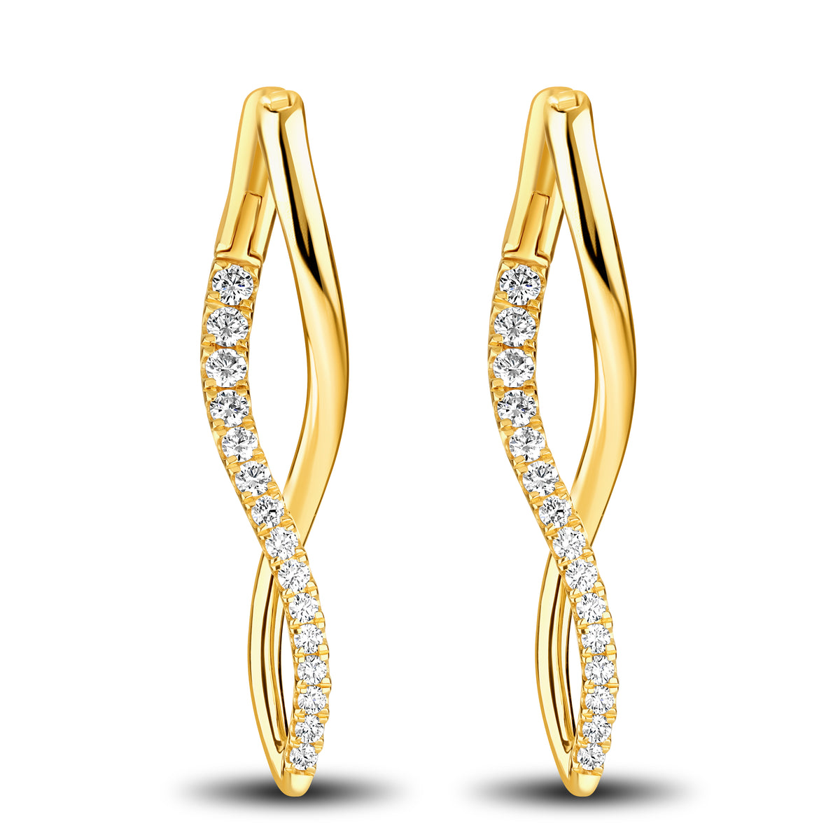 Fire & Ice 18Kt Yellow Gold Ballerina Hoop Earrings