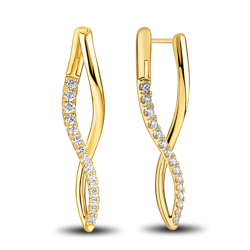 Fire and Ice 18Kt Yellow Gold Twist Earrings