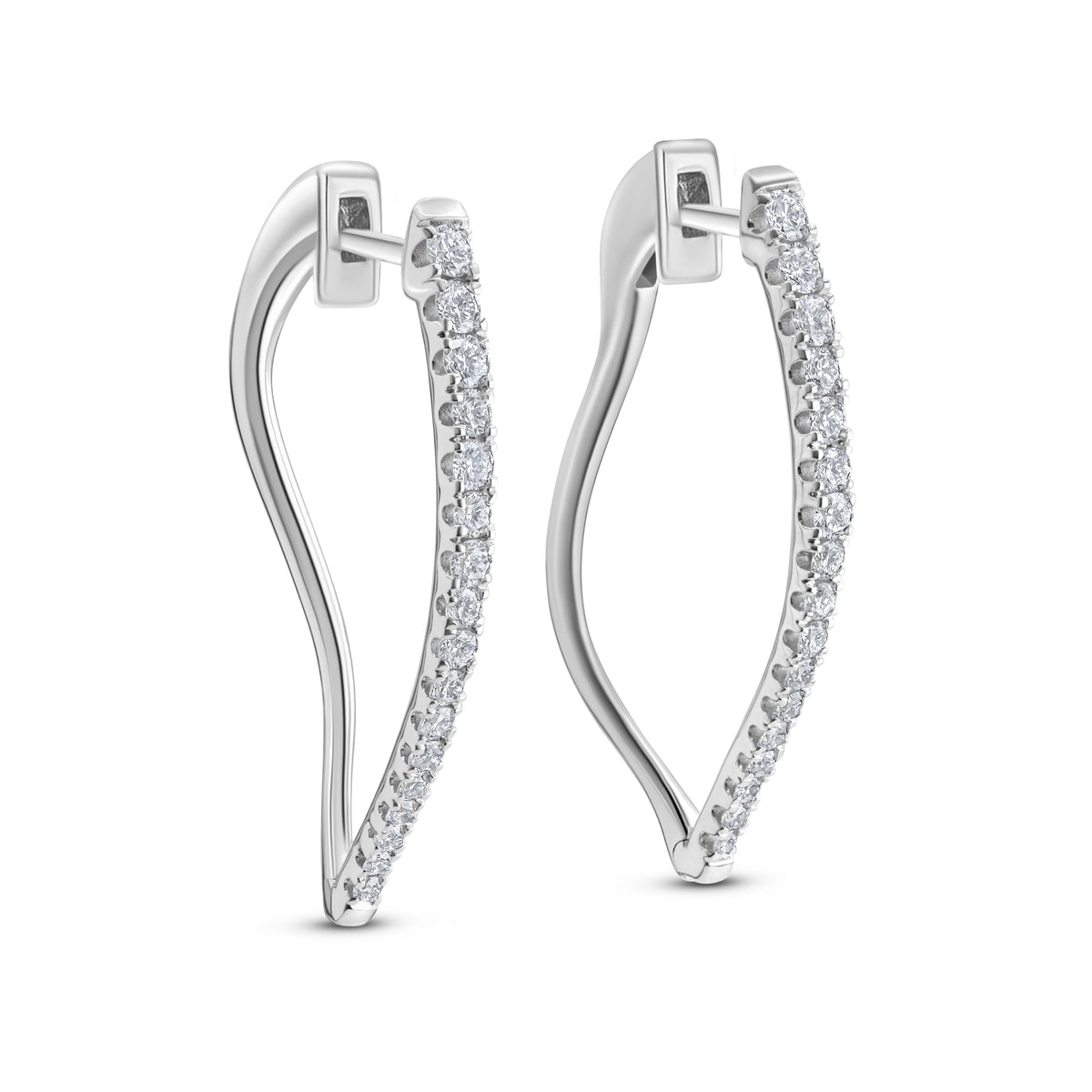 Fire & Ice 18Kt White Gold Twist Hoop Earrings