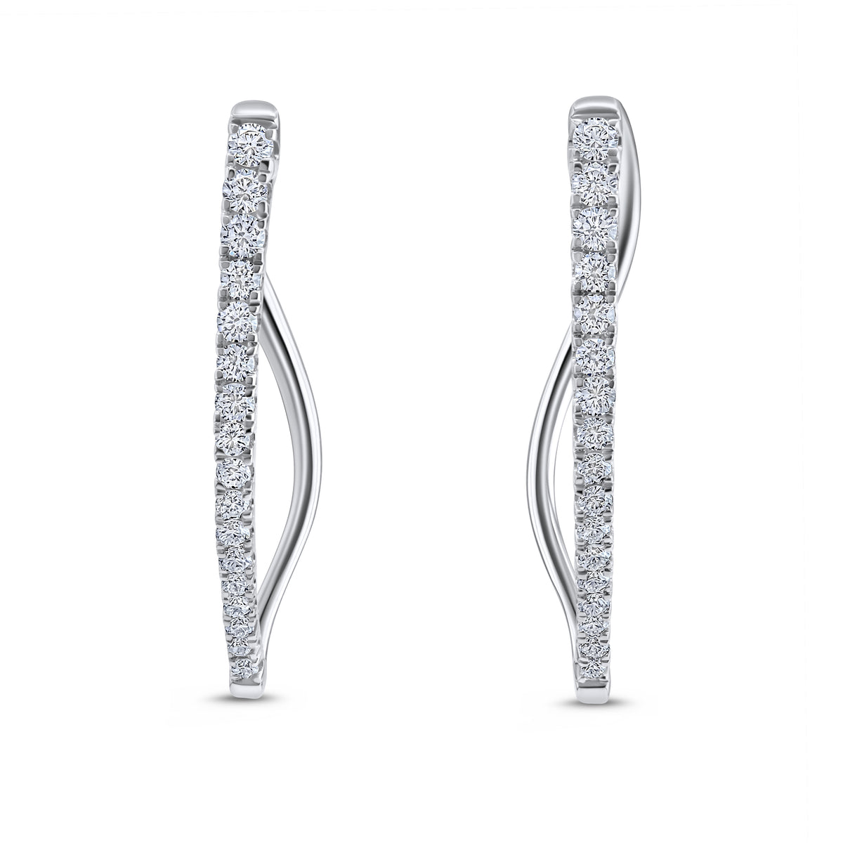 Fire & Ice 18Kt White Gold Twist Hoop Earrings