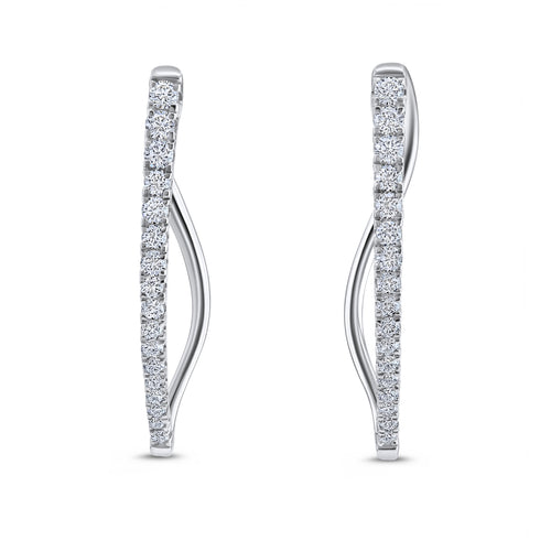 Fire & Ice 18Kt White Gold Natural Diamond Twist Hoop Earrings