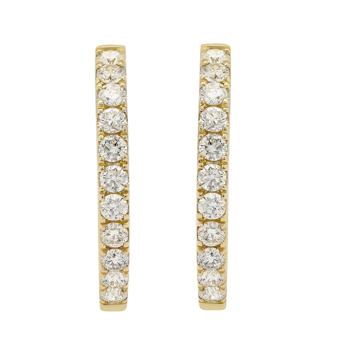 14Kt Yellow Gold 19mm Hoop Earrings with Diamonds