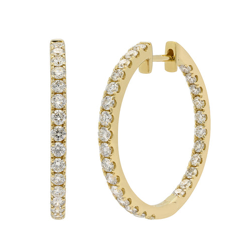 14Kt Yellow Gold 19mm Hoop Earrings with Diamonds