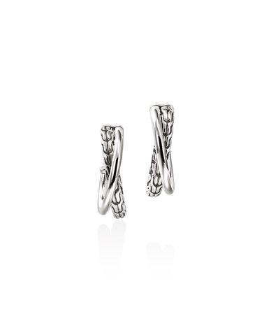 John Hardy Sterling Silver JH Essentials Crossover Earrings. 20.5mm