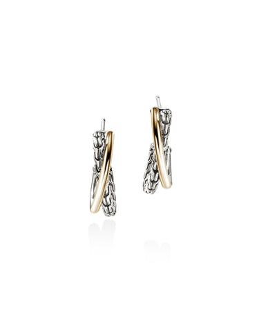 John Hardy JH Essentials 14Kt Gold & Sterling Silver Crossover Earrings