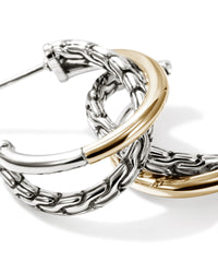 John Hardy JH Essentials 14Kt Gold & Sterling Silver Crossover Earrings
