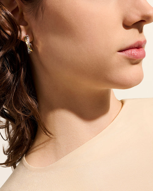 John Hardy JH Essentials 14Kt Gold & Sterling Silver Crossover Earrings