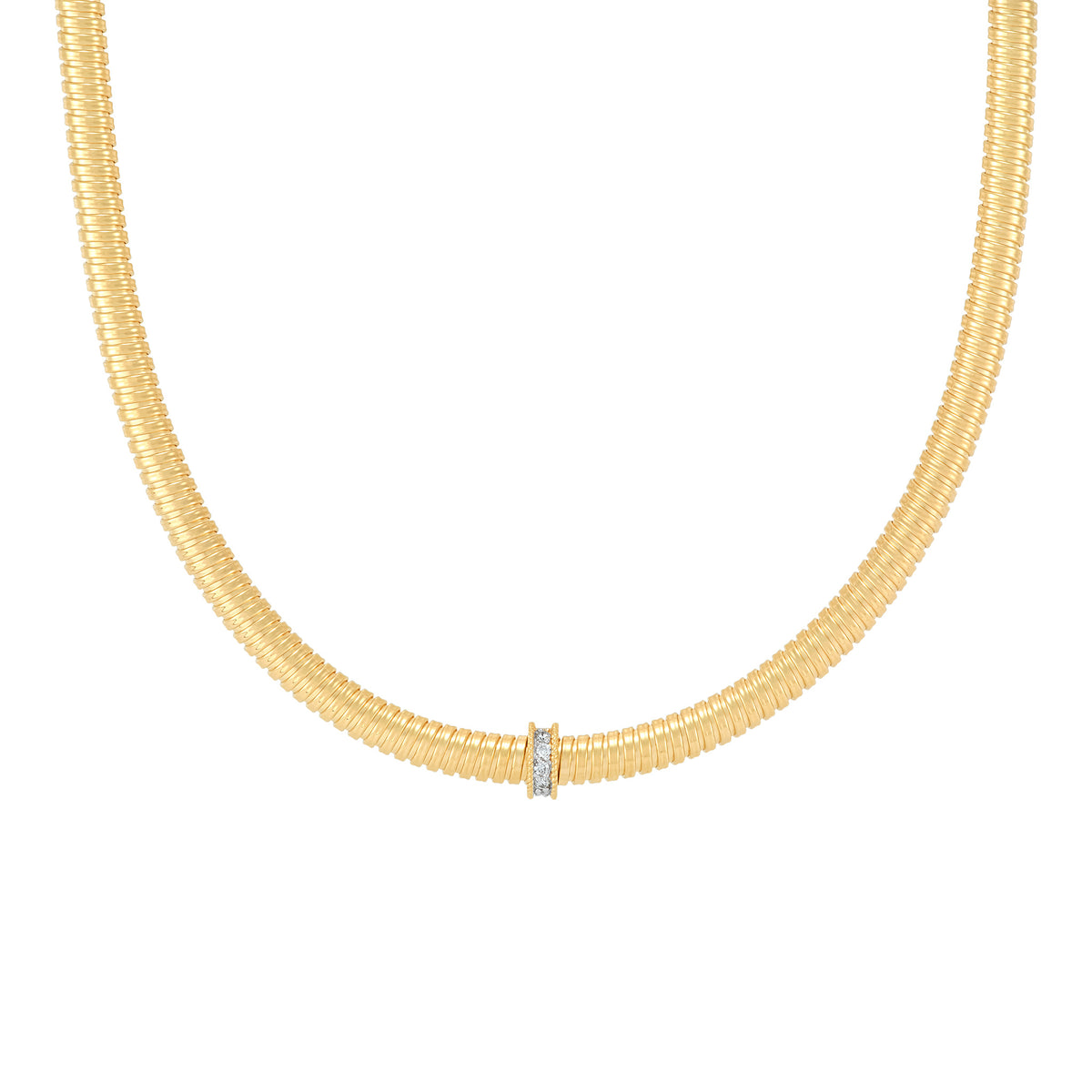 14Kt Yellow Gold 18" 5mm Semi-Solid Tubogas Necklace