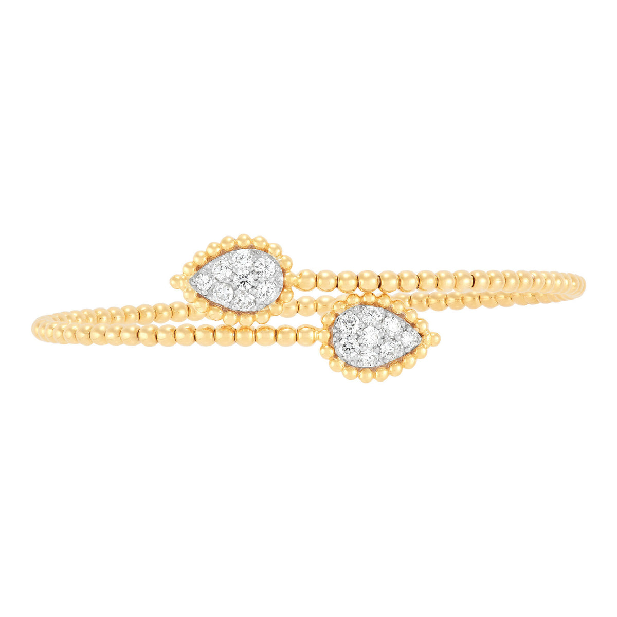 14Kt Yellow Gold Beaded Flex Bracelet With .70cttw Pave' Set Diamonds