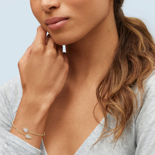 14Kt Yellow Gold Beaded Flex Bracelet With .70cttw Pave' Set Diamonds