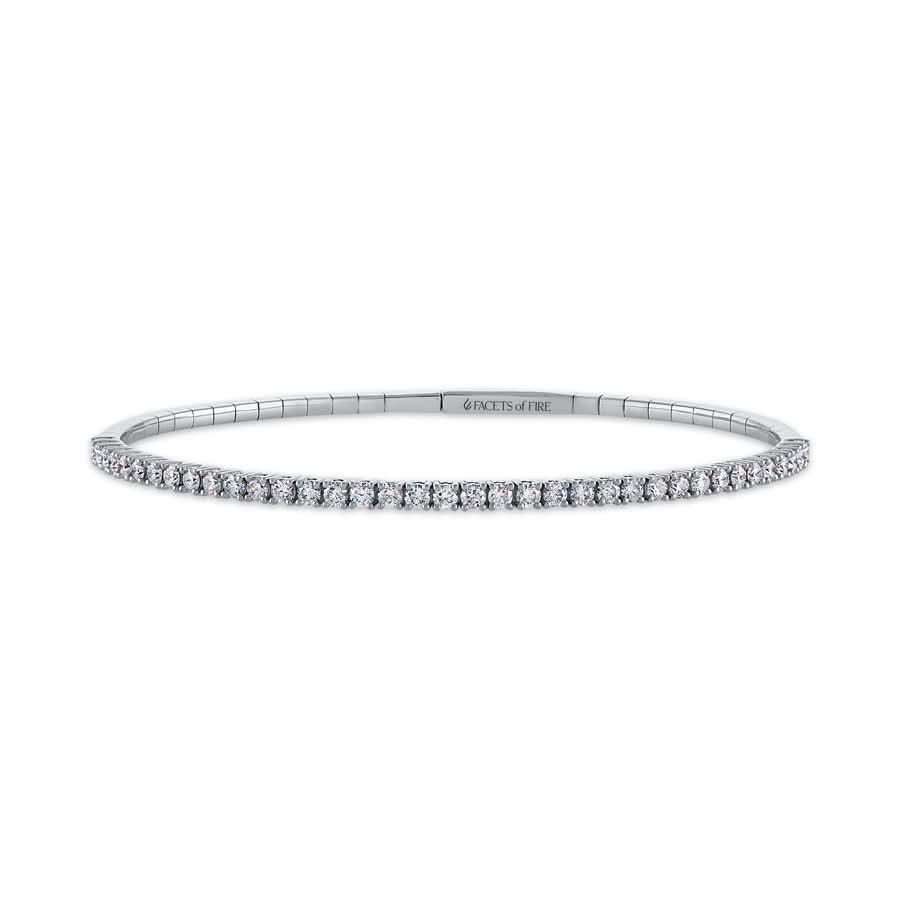 Facets of Fire 14Kt White Gold Flexible Bangle Bracelet