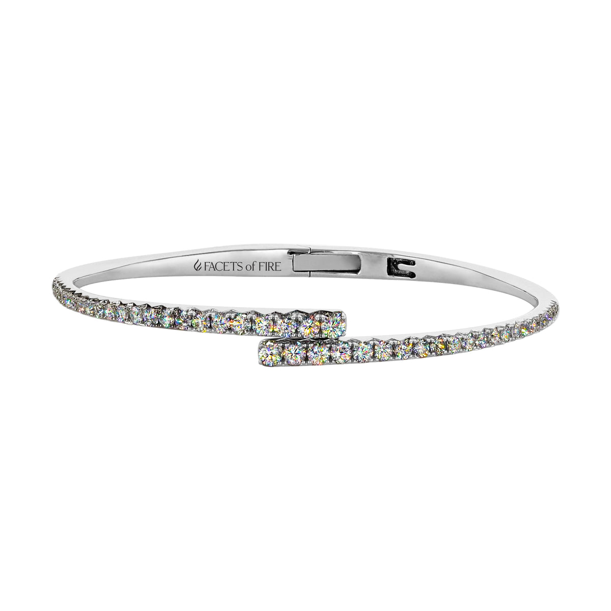 Facets of Fire 14Kt White Gold Crossover Bangle Bracelet