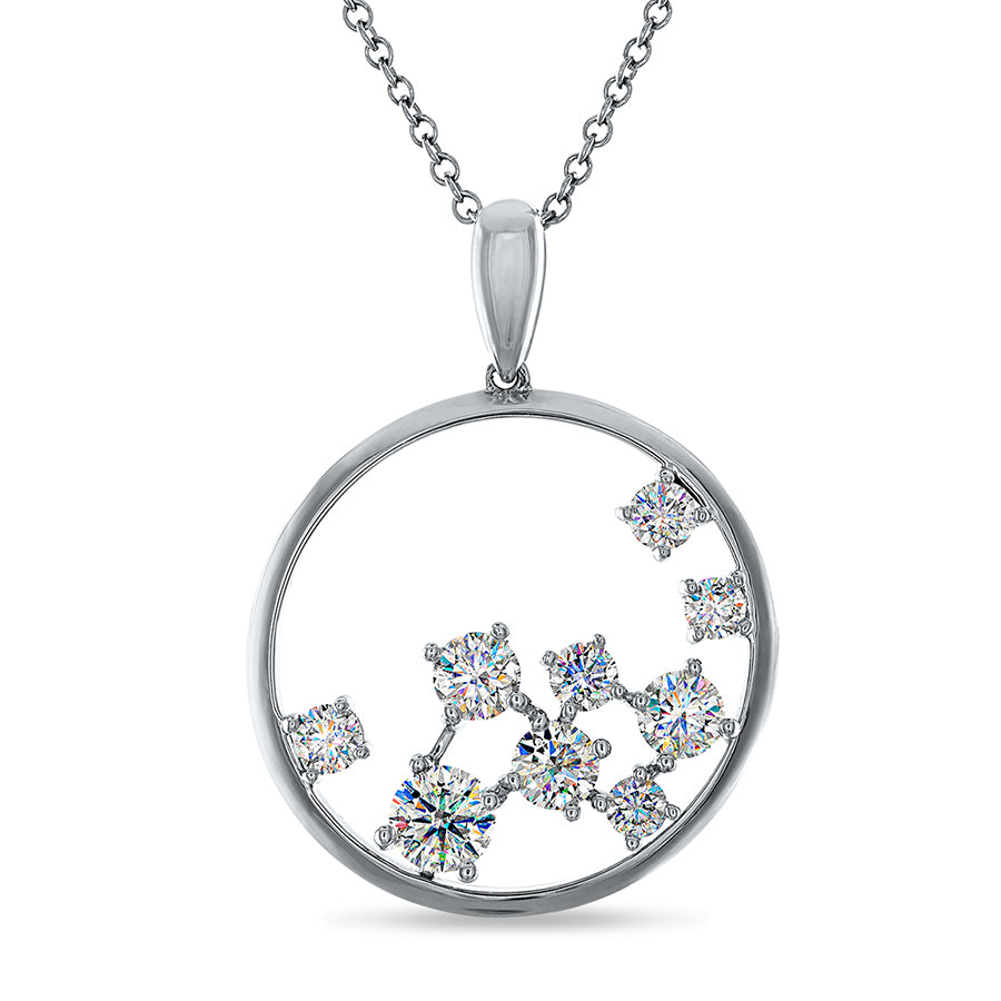 Facets of Fire 14Kt White Gold Splash Circle Pendant