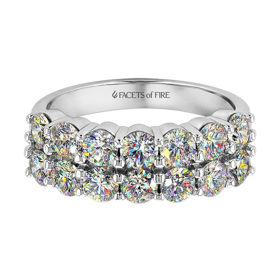 Facets of Fire 14Kt White Gold 2-Row Anniversary Band