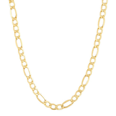 14kt Yellow Gold 5.8mm 22" 3+1 Semi-Solid Figaro Chain Necklace
