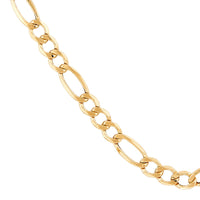14Kt Yellow Gold Semi-Solid 7.2mm 22" Bevel Figaro Chain Necklace