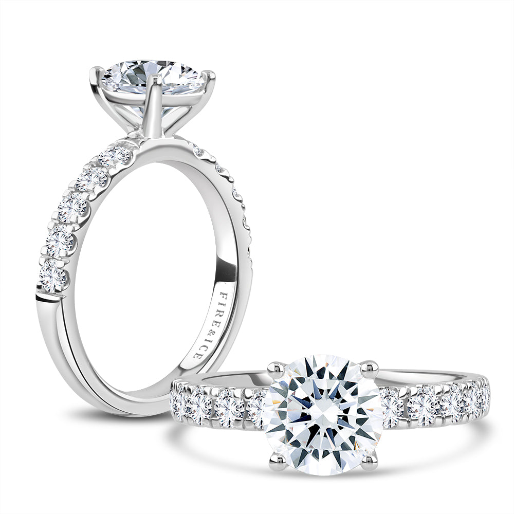 Fire & Ice Classic Engagement Ring in 18kt White Gold with 1.02Ct Natural Diamond Center